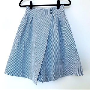 Seersucker Gaucho Skort High Wasted